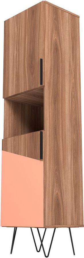 Manhattan Comfort Bookcases & Display Units - Beekman 17.51 Narrow Bookcase Cabinet in Brown and Pink