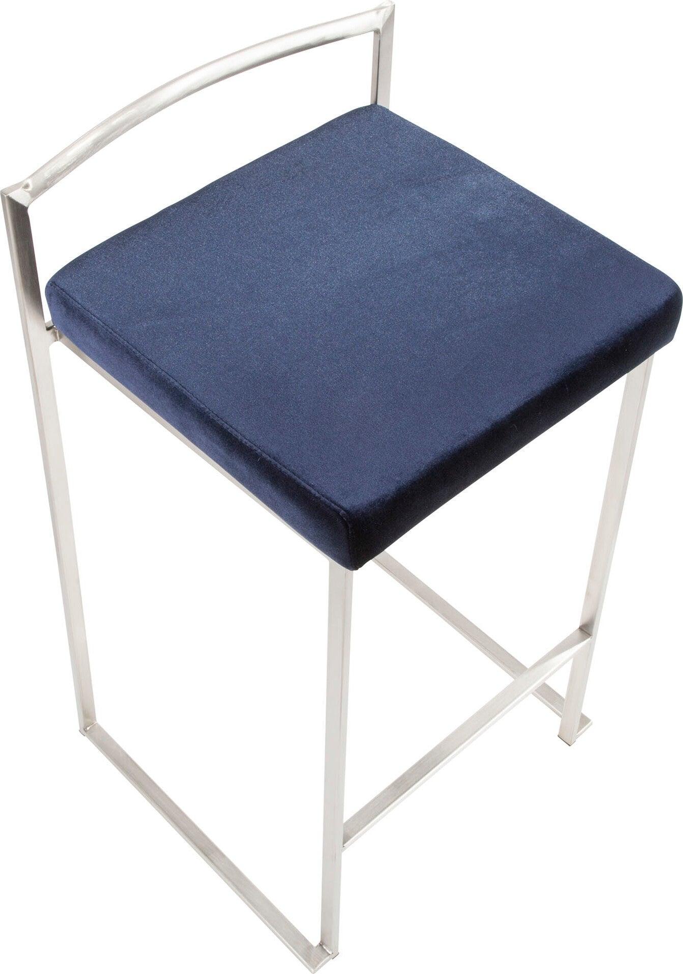Lumisource Barstools - Fuji Stacker Counter Stool & Blue (Set of 2)