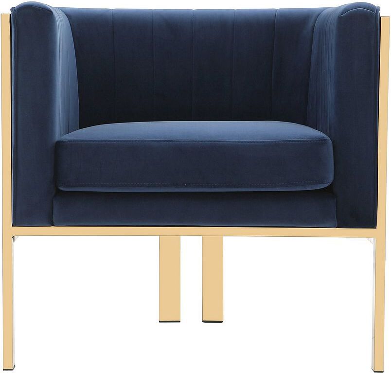 Manhattan Comfort Accent Chairs - Paramount Royal Blue and Polished Brass Velvet Accent Armchair (Set of 2)