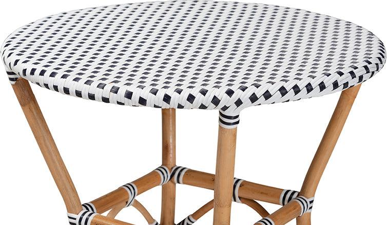Wholesale Interiors Outdoor Dining Tables - Tavor Black & White Weaving & Natural Brown Indoor/Outdoor Bistro Table
