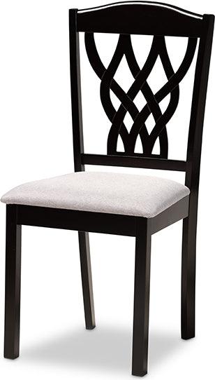 Wholesale Interiors Dining Sets - Salem Grey Fabric Upholstered and Dark Brown Finished Wood 7-Piece Dining Set
