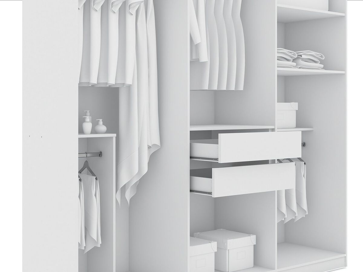 Manhattan Comfort Cabinets & Wardrobes - Gramercy Modern Freestanding Wardrobe Armoire Closet in White
