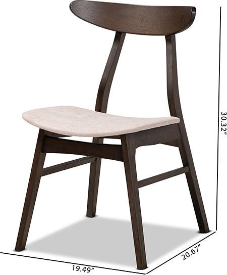 Wholesale Interiors Dining Chairs - Britte Beige Fabric Upholstered Dark Oak Brown Finished 4-Piece Wood Dining Chair Set Set