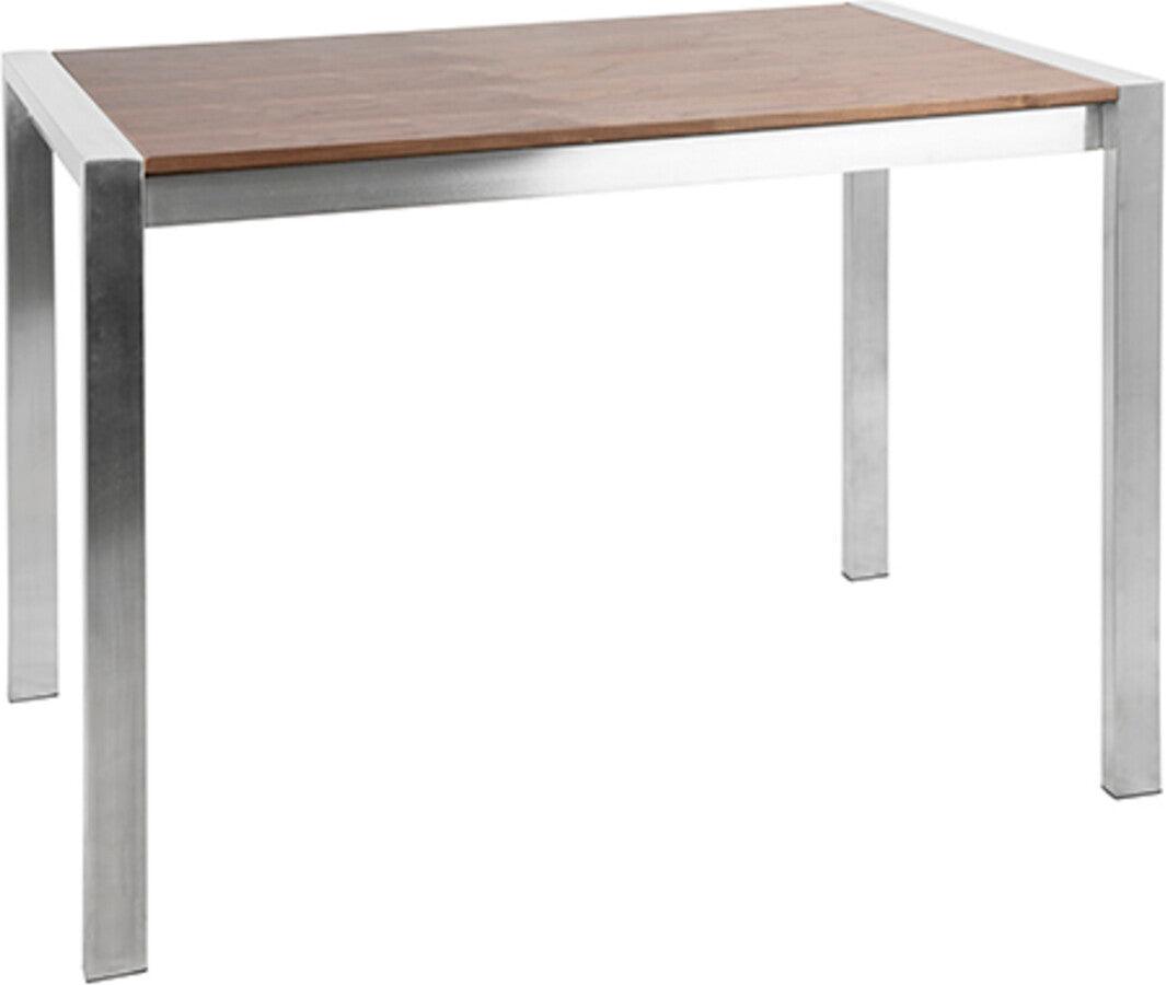 Lumisource Bar Tables - Fuji Contemporary Counter Table in Brushed Stainless Steel and Walnut Wood