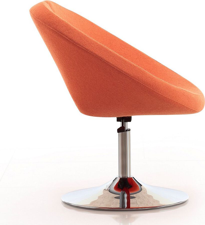 Manhattan Comfort Accent Chairs - Perch Orange & Polished Chrome Wool Blend Adjustable Chair (Set of 2)