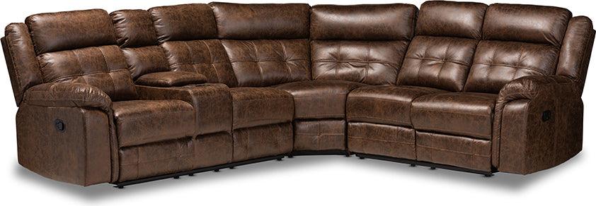 Wholesale Interiors Sectional Sofas - Vesa Brown 6-Piece Sectional Recliner Sofa with 2 Reclining Seats
