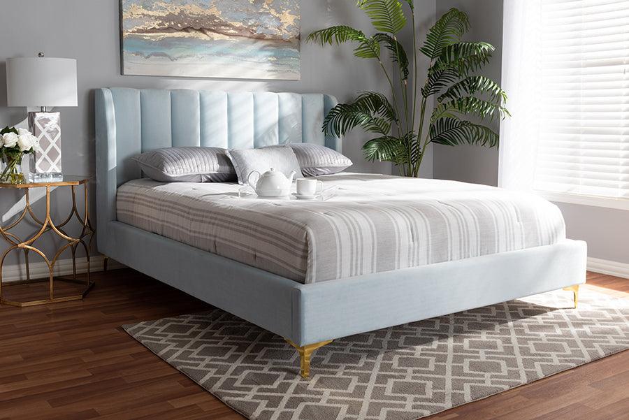 Wholesale Interiors Beds - Saverio Queen Bed Light Blue