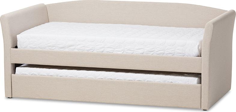 Wholesale Interiors Daybeds - Camino Modern And Contemporary Beige Fabric Upholstered Daybed With Guest Trundle Bed