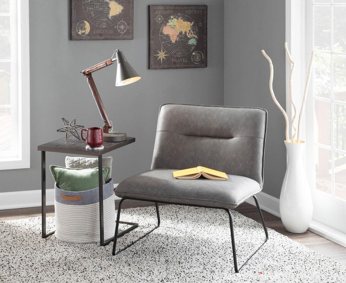 Lumisource Accent Chairs - Casper Accent Chair 30" Black Metal & Gray PU