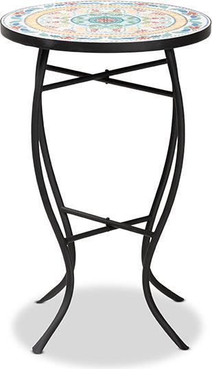 Wholesale Interiors Planters - Gaenor Black Metal and Multi-Colored Ceramic Tile Plant Stand