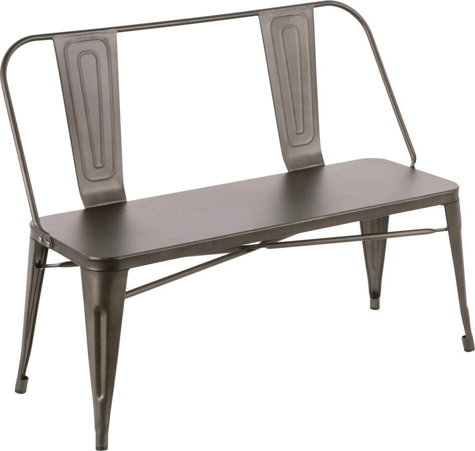 Lumisource Benches - Oregon Industrial Metal Dining/Entryway Bench with Antique Finish