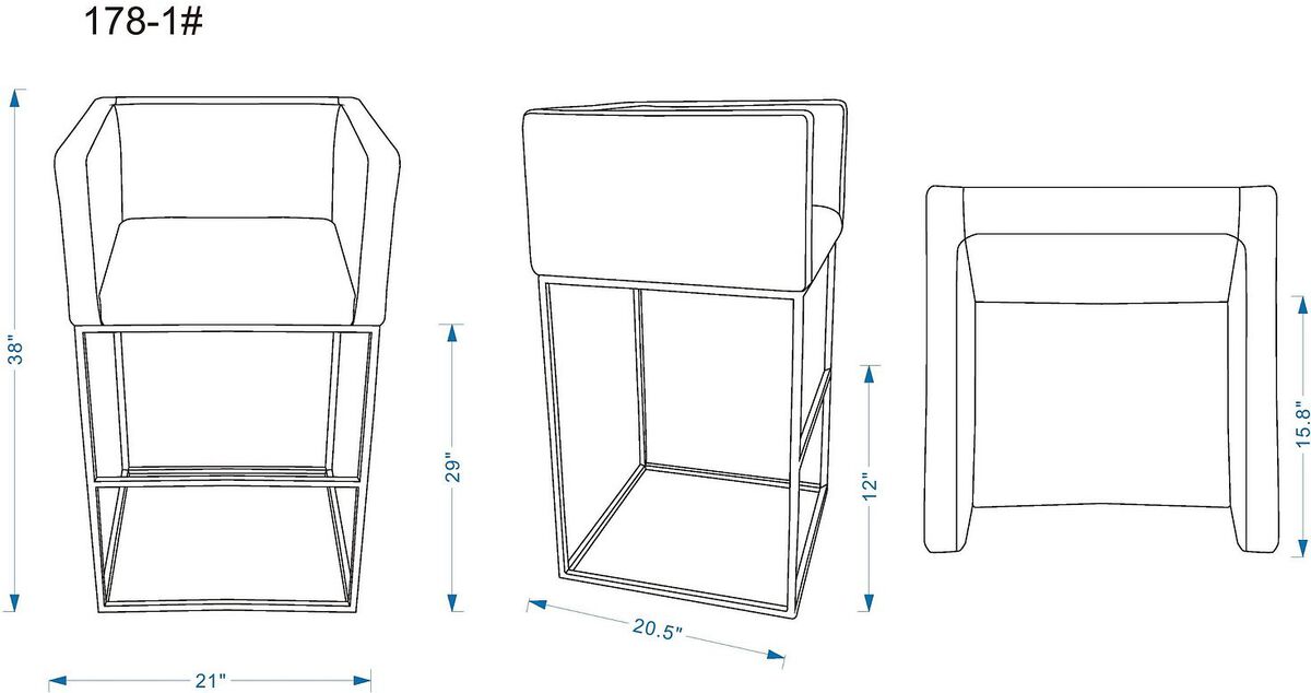 Manhattan Comfort Barstools - Embassy 38 in. Grey and Black Metal Barstool (Set of 3)