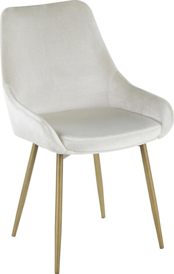 Lumisource Dining Chairs - Diana Contemporary Chair in Satin Brass Metal & Cream Velvet - Set of 2