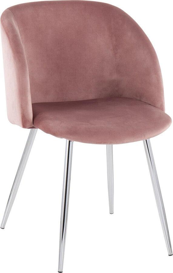 Lumisource Accent Chairs - Fran Contemporary Chair In Chrome & Pink Velvet (Set of 2)