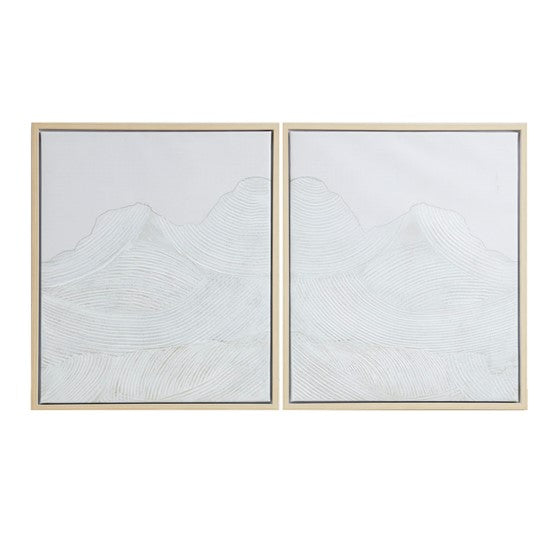 Olliix.com Wall Art - Hand Embellished Abstract 2-piece Framed Canvas Wall Art Set Ivory