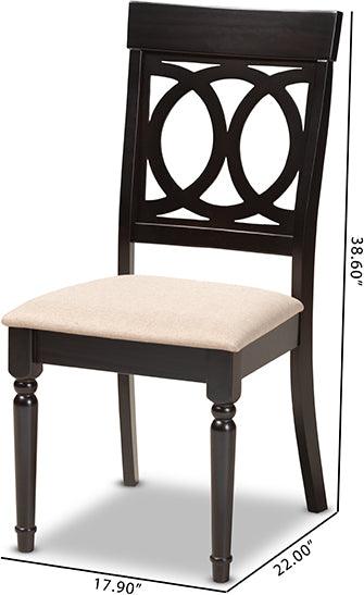 Wholesale Interiors Dining Chairs - Lucie Contemporary Sand Fabric Upholstered Brown Finished Wood Dining Chair Set of 4