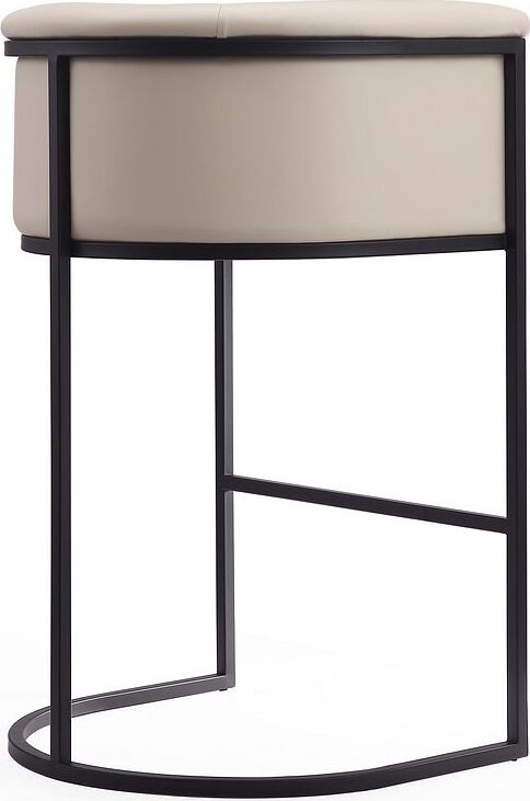 Manhattan Comfort Barstools - Cosmopolitan 37.8 in. Cream and Black Metal Barstool (Set of 2)
