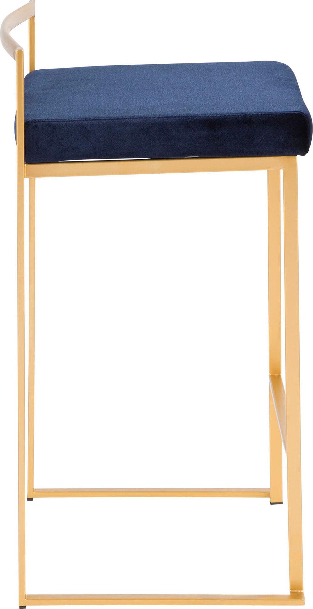 Lumisource Barstools - Fuji Stacker Counter Stool (Set of 2) Gold & Blue