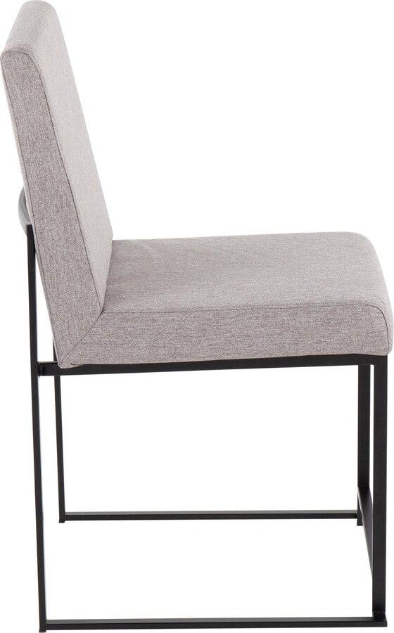 Lumisource Dining Chairs - High Back Fuji Contemporary Dining Chair In Black Steel & Light Grey Fabric (Set of 2)