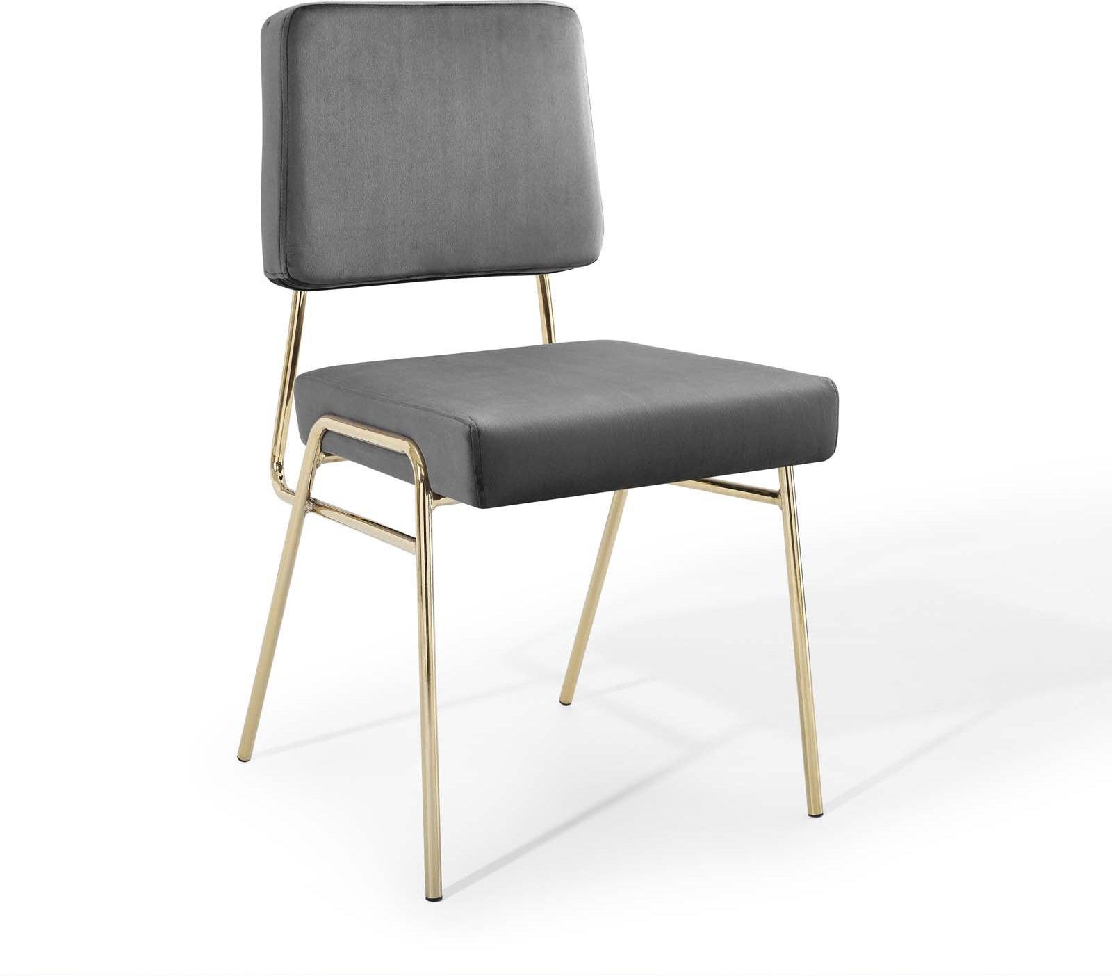Modway Dining Chairs - Craft Dining Side Chair Performance Velvet Gold Gray (Set of 2)