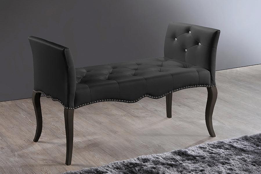 Wholesale Interiors Benches - Kristy Modern and Contemporary Black Faux Leather Classic Seating Bench Black