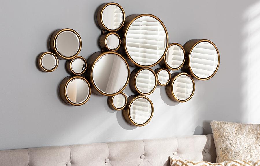 Wholesale Interiors Mirrors - Cassiopeia Modern And Contemporary Antique Gold Finished Bubble Accent Wall Mirror