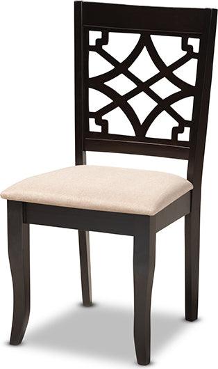 Wholesale Interiors Dining Chairs - Mael Contemporary Fabric Upholstered Brown Finished Wood Dining Chair Set of 4