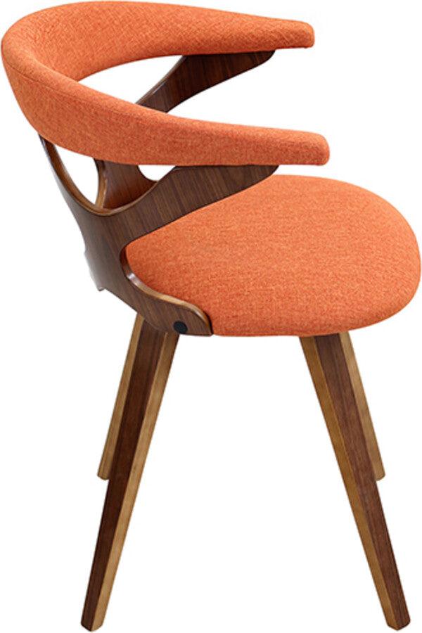 Lumisource Dining Chairs - Gardenia Mid-century Modern Dining/Accent Chair with Swivel in Walnut Wood and Orange Fabric