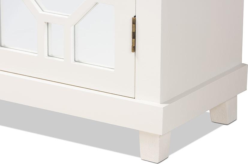 Wholesale Interiors Buffets & Sideboards - Carlena White Finished Wood and Mirrored Glass 2-Door Sideboard