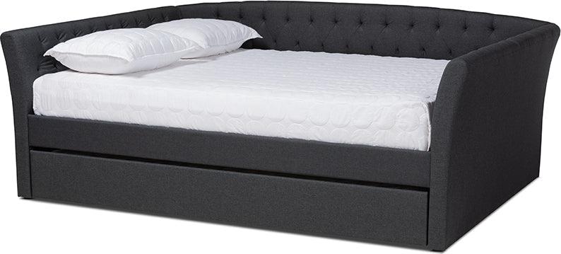 Wholesale Interiors Daybeds - Delora Modern and Contemporary Dark Grey Fabric Upholstered Queen Size Daybed