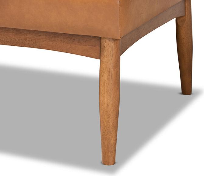 Wholesale Interiors Benches - Arvid Mid-Century Modern Tan Faux Leather and Brown 2-Piece Wood Dining Banquette Set