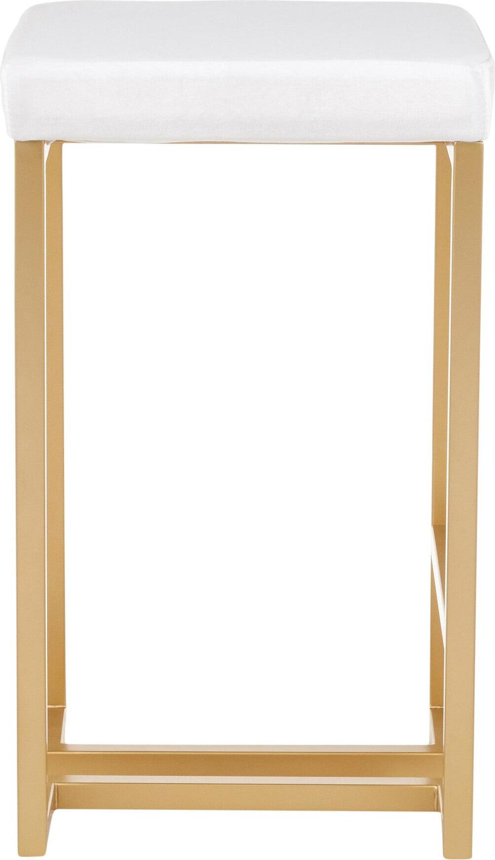 Lumisource Barstools - Midas Counter Stool (Set of 2) Gold & White Velvet