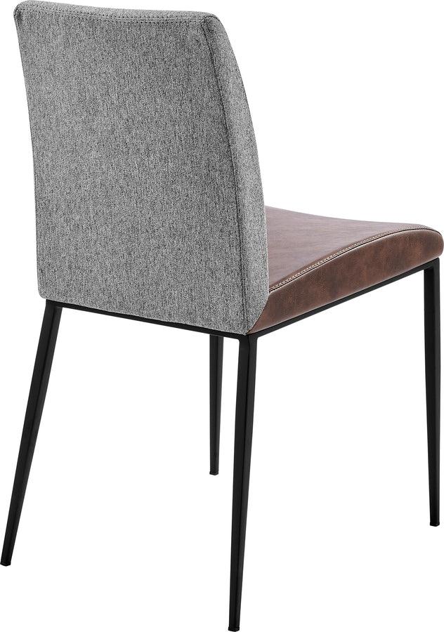Euro Style Dining Chairs - Rasmus Side Chair with Light Brown Leatherette and Gray Fabric with Matte Black Legs - Set of 2