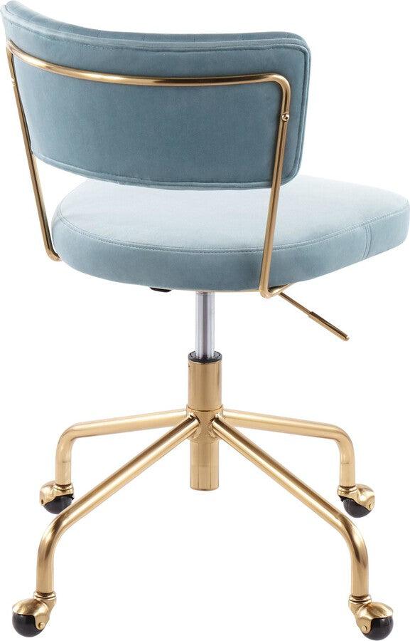 Lumisource Task Chairs - Tania Contemporary Task Chair in Gold Metal & Light Blue Velvet