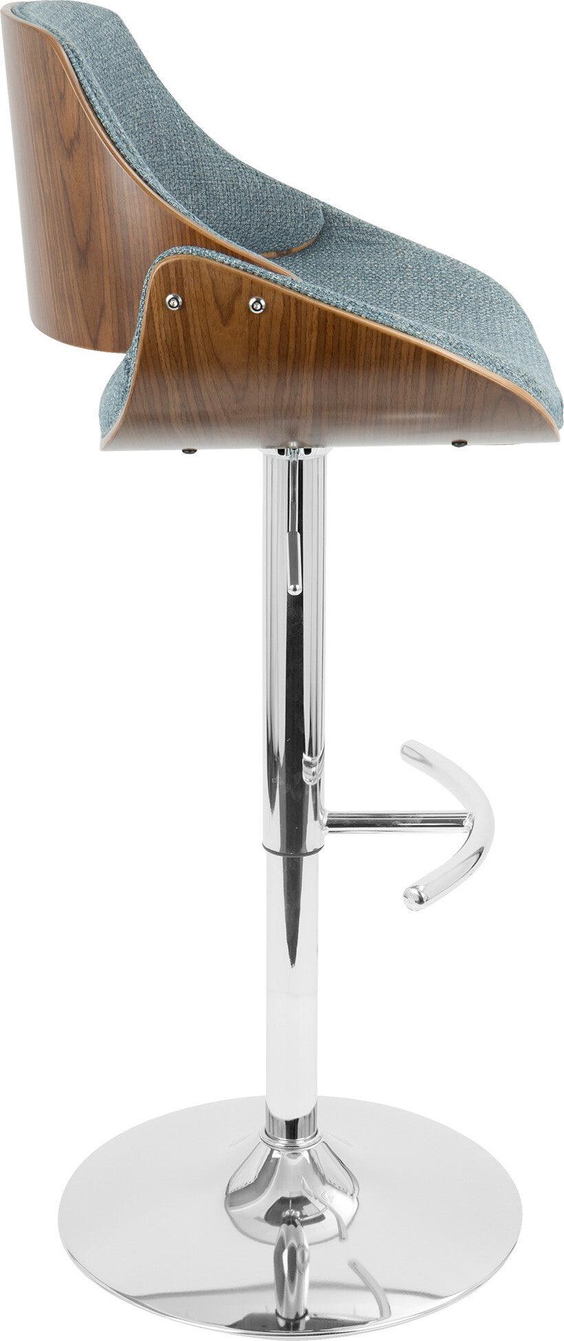 Lumisource Barstools - Fabrizzi Barstool Walnut & Blue