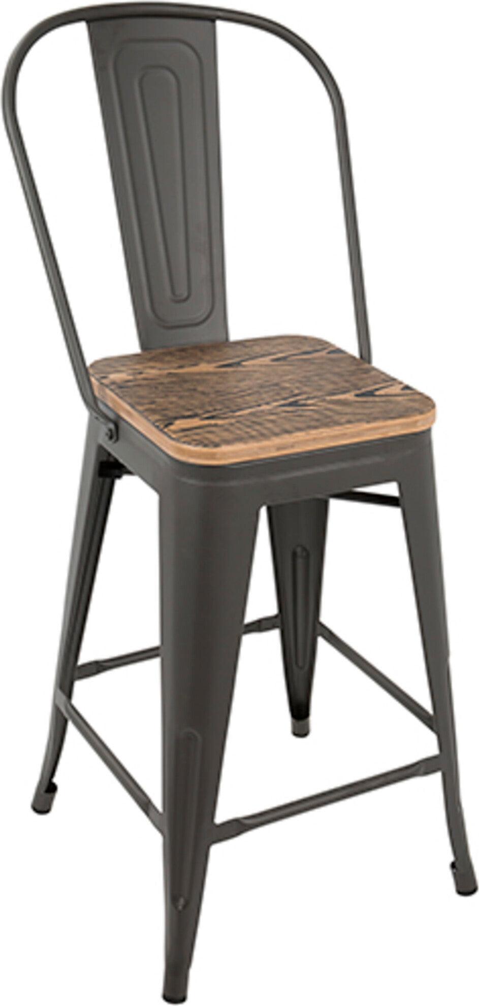 Lumisource Barstools - Oregon High Back Counter Stool Gray & Brown (Set of 2)
