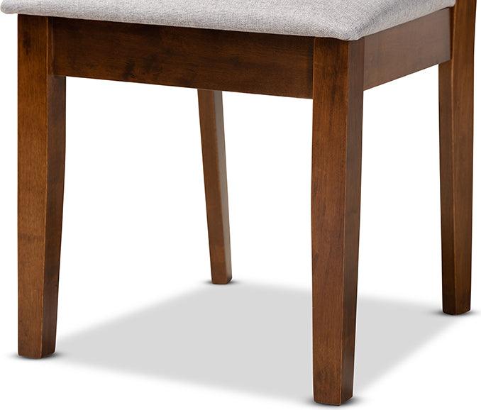 Wholesale Interiors Dining Chairs - Caron Contemporary Grey Fabric and Brown Finished Wood 2-Piece Dining Chair Set