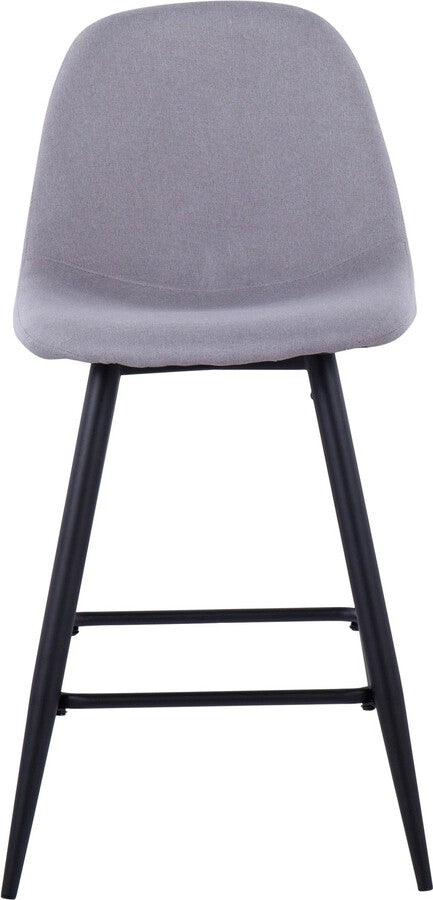 Lumisource Barstools - Pebble Counter Stool In Black Metal & Light Grey Fabric (Set of 2)