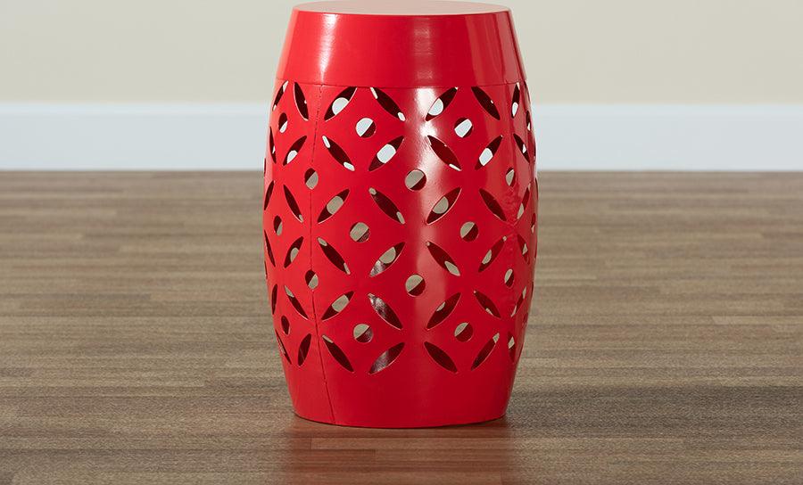 Wholesale Interiors Outdoor Side Tables - Hallie Red Finished Metal Outdoor Side Table