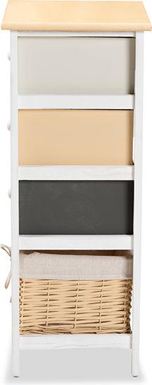Wholesale Interiors Bedroom Organization - Adonis Mid-Century Modern Multi-Colored Wood 3-Drawer Storage Unit with Basket