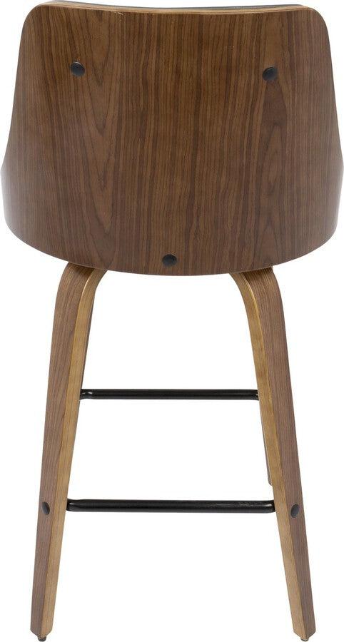 Lumisource Barstools - Gianna 26" Counter Stool In Walnut With Grey Faux Leather (Set of 2)