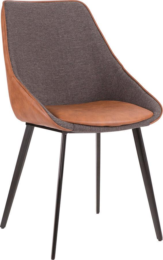 Lumisource Dining Chairs - Marche Contemporary Two-Tone Chair in Brown Faux Leather & Grey Fabric - Set of 2