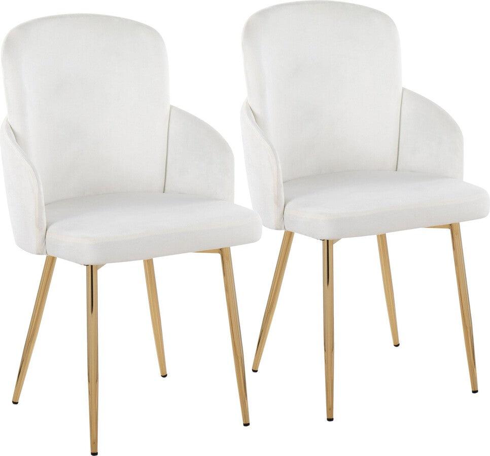 Lumisource Dining Chairs - Dahlia Contemporary Dining Chair In Gold Metal & Cream Velvet With Gold Accent (Set of 2)