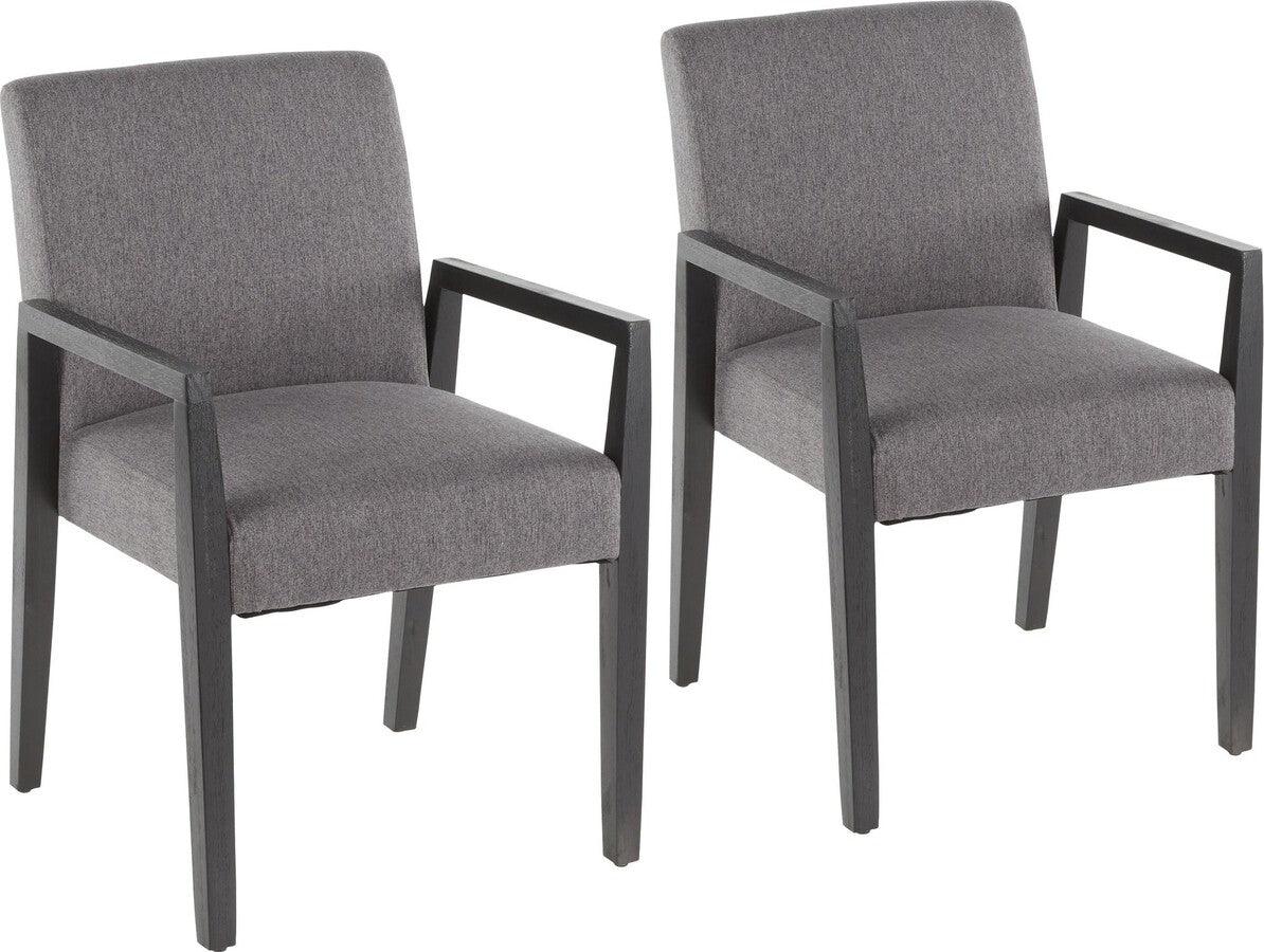 Lumisource Dining Chairs - Carmen Contemporary Arm Chair in Black Wood and Grey Fabric - Set of 2