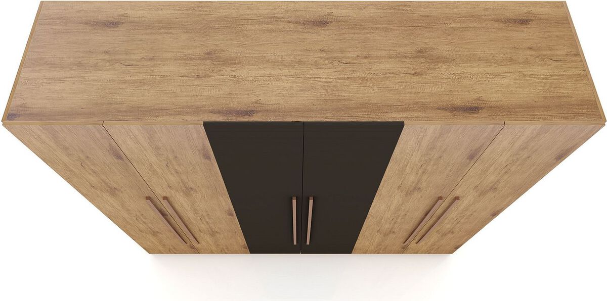 Manhattan Comfort Cabinets & Wardrobes - Gramercy Modern Freestanding Wardrobe Armoire Closet in Nature & Textured Gray