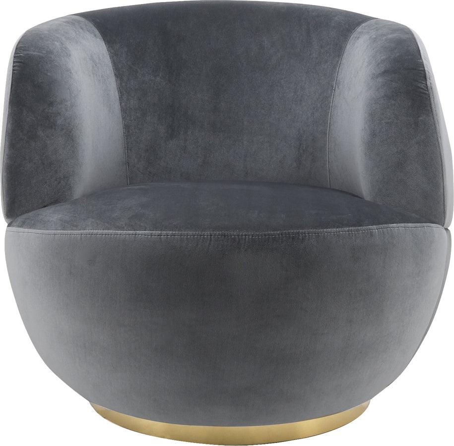 Sagebrook Home Accent Chairs - Velveteen Swivel Chair With Gold Base, Gray