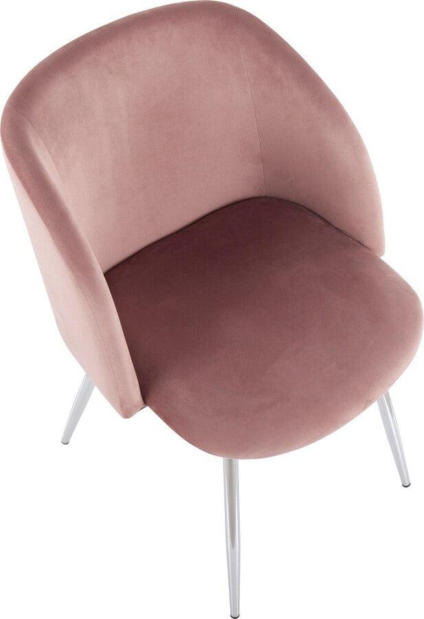 Lumisource Accent Chairs - Fran Contemporary Chair In Chrome & Pink Velvet (Set of 2)