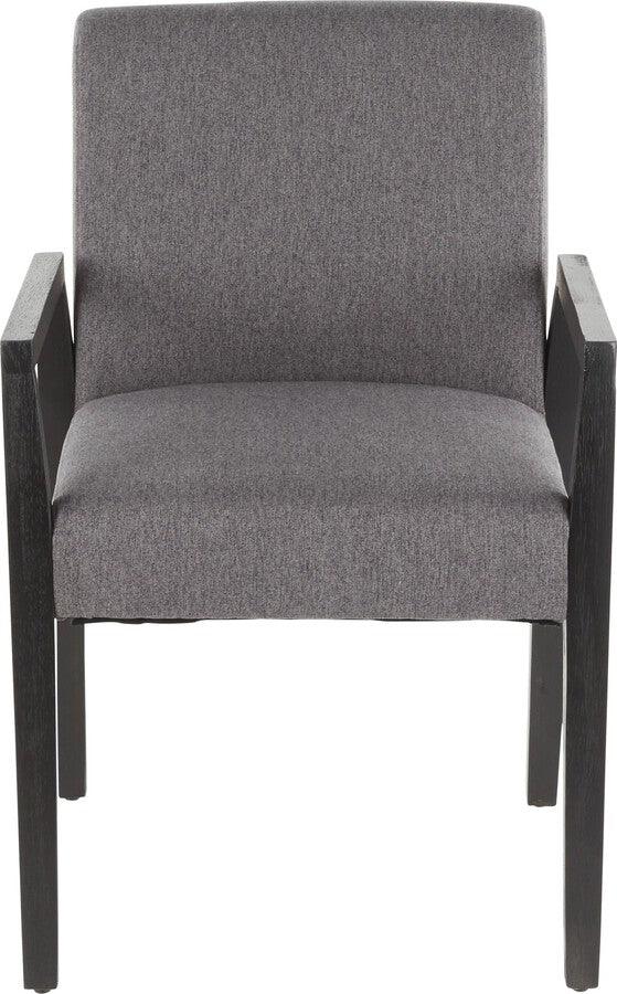 Lumisource Dining Chairs - Carmen Contemporary Arm Chair in Black Wood and Grey Fabric - Set of 2