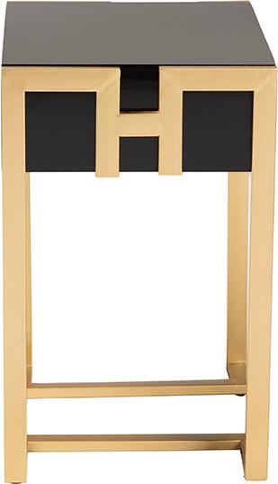 Wholesale Interiors Side & End Tables - Luna Contemporary Glam and Luxe Black Finished Wood and Gold Metal End Table