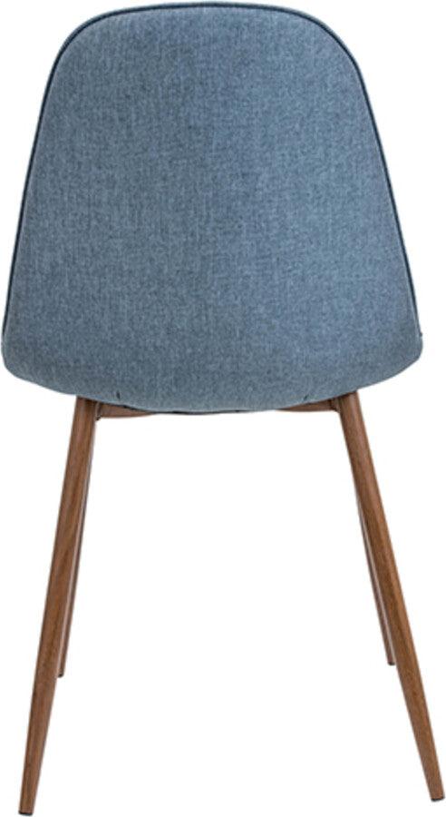 Lumisource Dining Chairs - Pebble Mid-Century Modern Dining/Accent Chair in Walnut and Blue Fabric - Set of 2